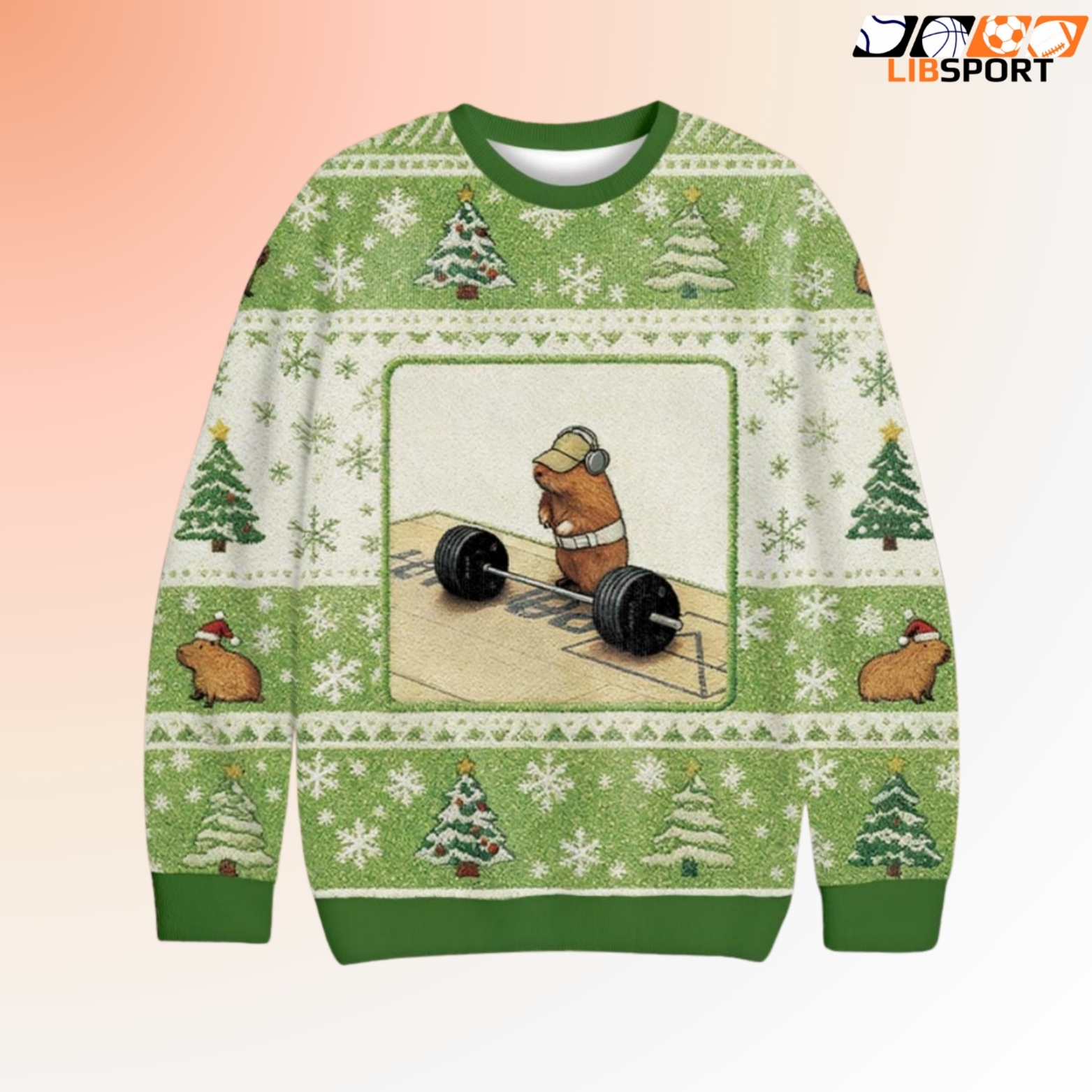 Capybara Weightlifting Ugly Christmas Sweater, Gym Workout Holiday Jumper, Funny Fitness Lifter Gift